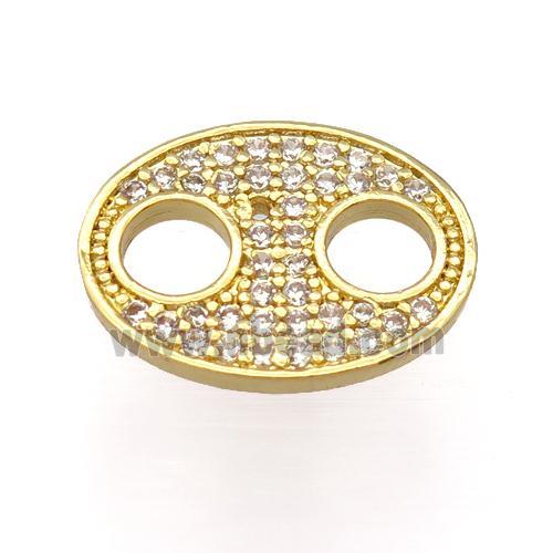 copper connector pave zircon, gold plated