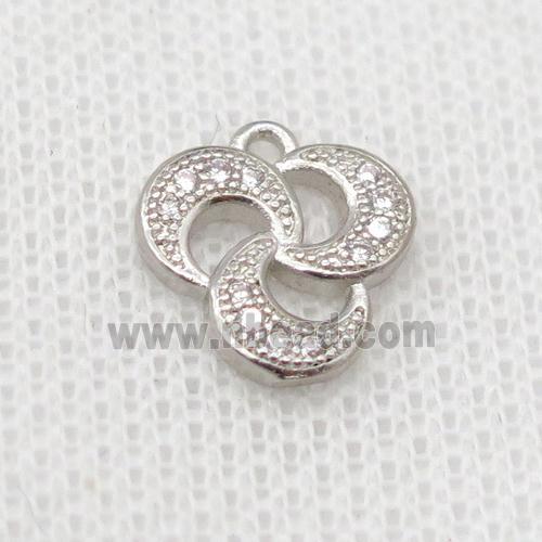 copper pendant pave zircon, platinum plated