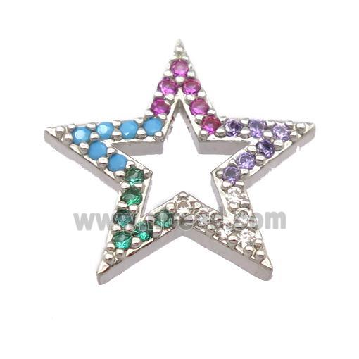 copper star pendant pave zircon, platinum plated