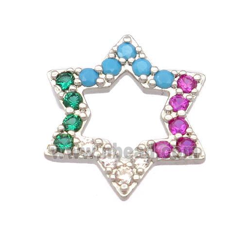 copper david star pendant pave zircon, platinum plated