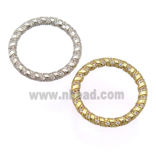 copper circle pendant pave zircon, mixed