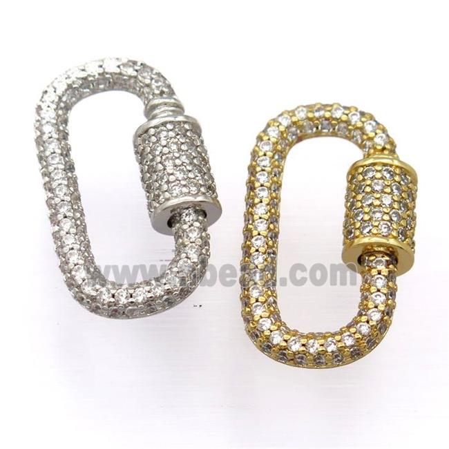 copper carabiner lock pendant pave zircon, mixed