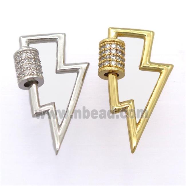 copper carabiner lock pendant pave zircon, mixed