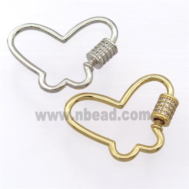 copper carabiner lock pendant pave zircon, mixed