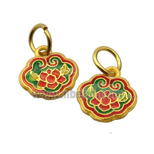 alloy pendant with enamel, gold plated