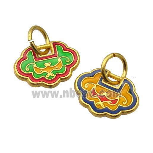 alloy pendant with enamel, gold plated
