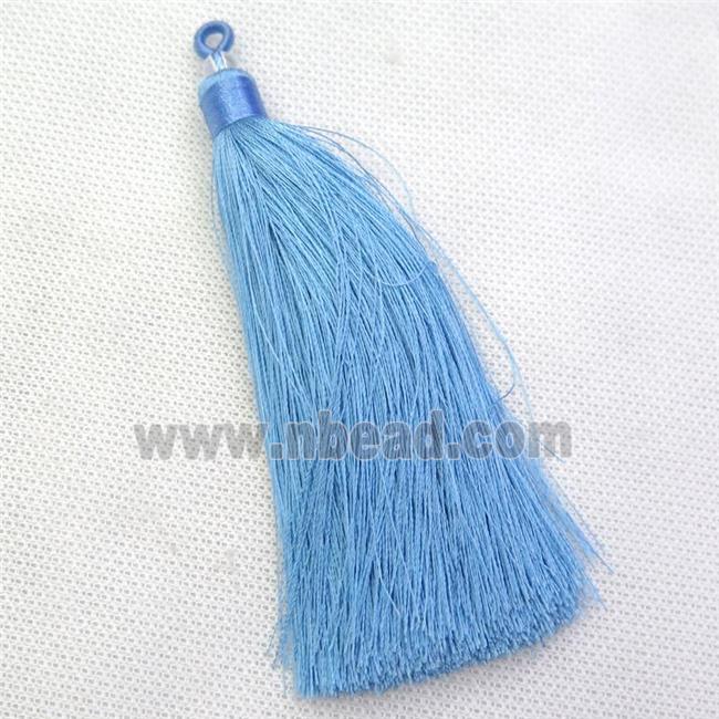 blue nylon wire tassel pendants, silken, A grade