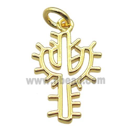 copper cactus pendant, gold plated