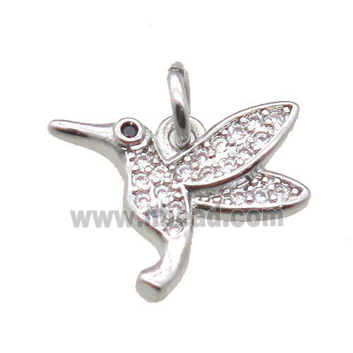 copper hummer pendant paved zircon, platinum plated