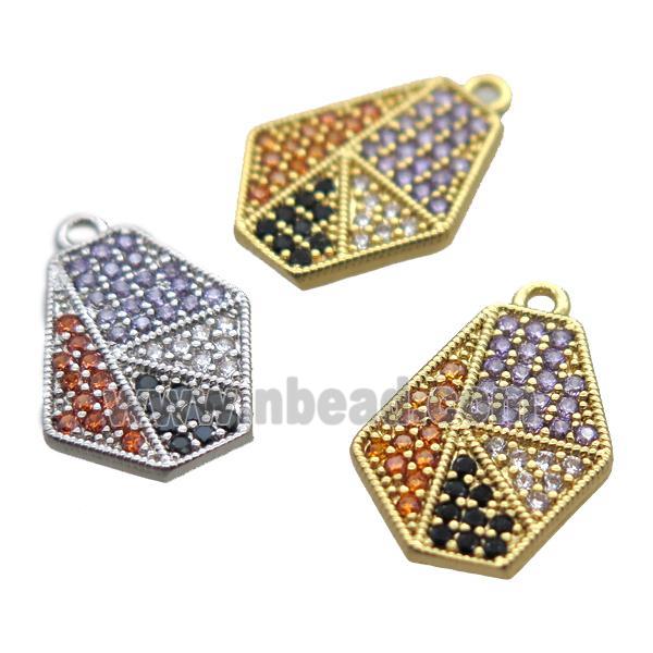 copper Polygon pendant paved zircon, mixed