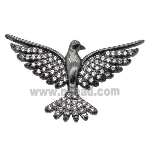copper hawk pendant paved zircon, black plated