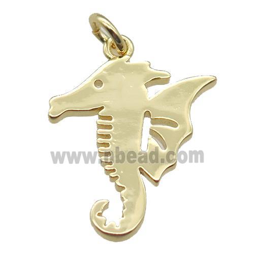 copper seahorse pendant, gold plated