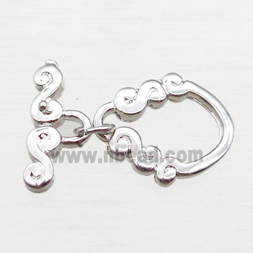 copper toggle clasp, platinum plated