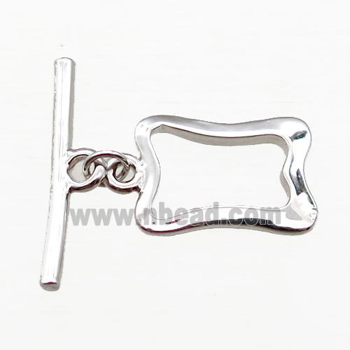 copper toggle clasp, platinum plated