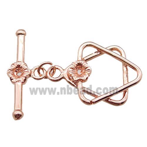 copper toggle clasp, david star, rose gold