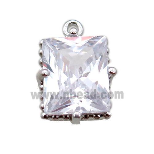 copper pendant paved zircon, platinum plated