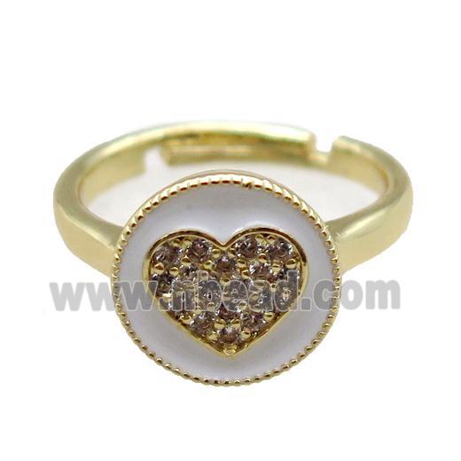 copper Ring pave zircon, enameling, gold plated