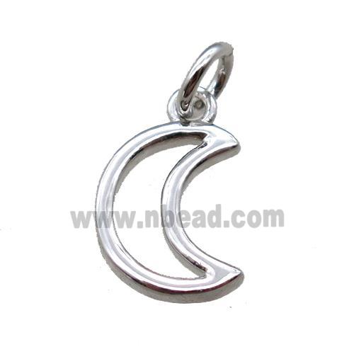 copper moon pendant, platinum plated