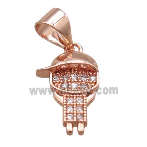 copper kid pendant paved zircon, rose gold