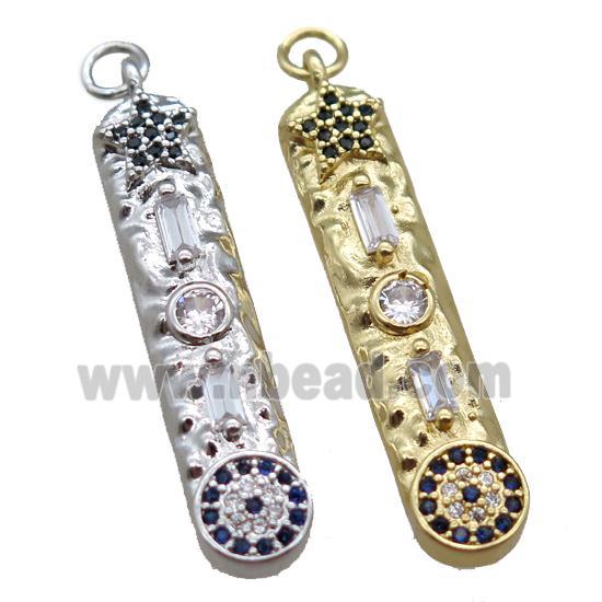 copper stick pendant paved zircon, mixed