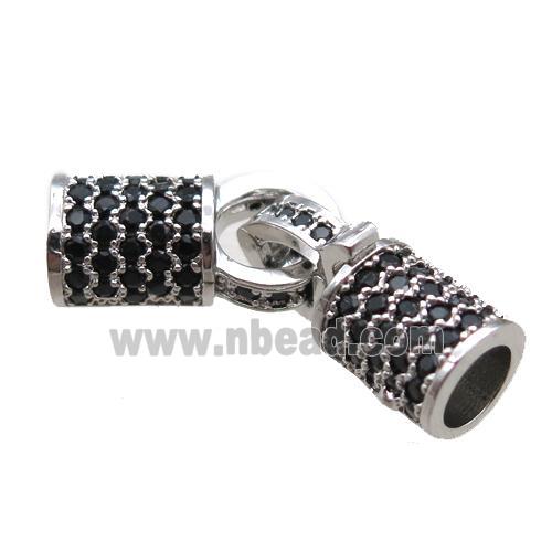 copper cordEnd pave zircon, platinum plated