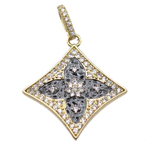 copper star pendant paved zircon, gold plated