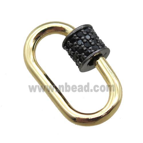 copper carabiner lock pendant paved zircon, gold plated