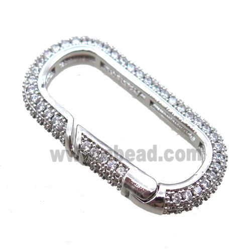 copper carabiner lock pendant pave zircon, platinum plated