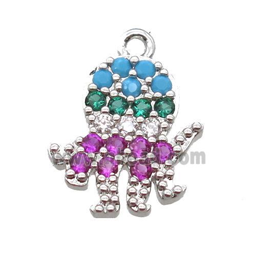 copper kid pendant pave zircon, platinum plated