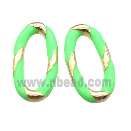 copper oval connector with green Enameling, gold plated