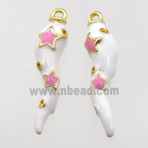 copper capsicum pendant with white Enameling, gold plated