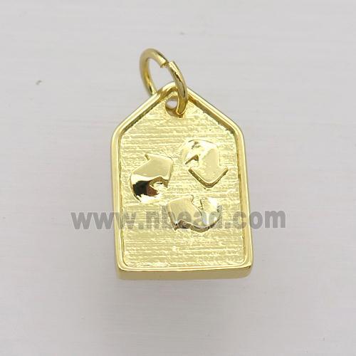 copper pendant, gold plated