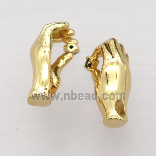 copper hand charm pendant, gold plated