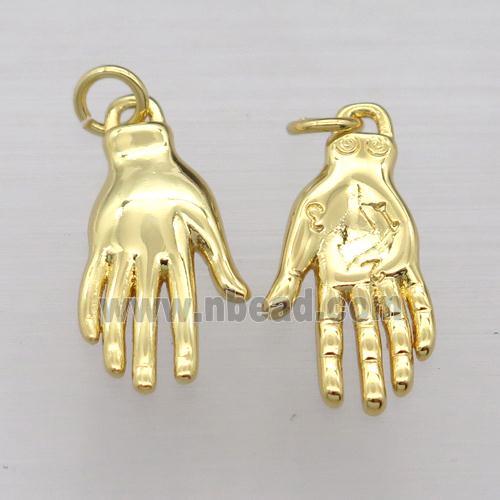 copper hand charm pendant, gold plated