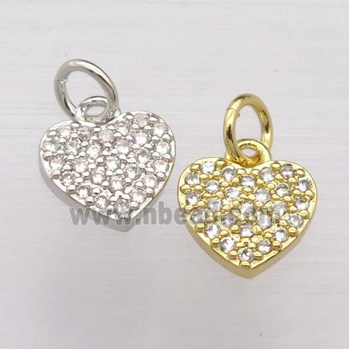 copper heart pendant pave zircon, mixed