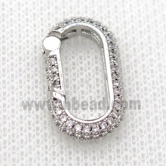 copper Carabiner Lock pendant pave zircon, platinum plated