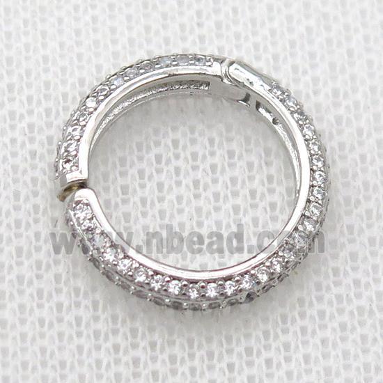 copper Carabiner Lock pendant pave zircon, circle, platinum plated