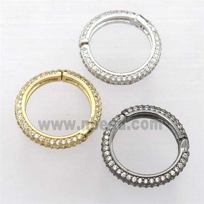 copper Carabiner Lock pendant pave zircon, circle, mixed