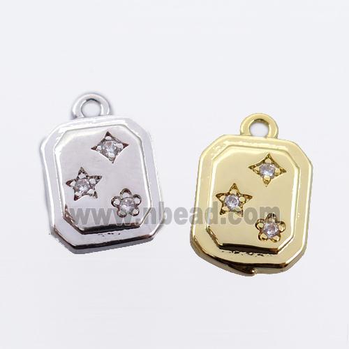 copper rectangle pendant pave zircon, mixed