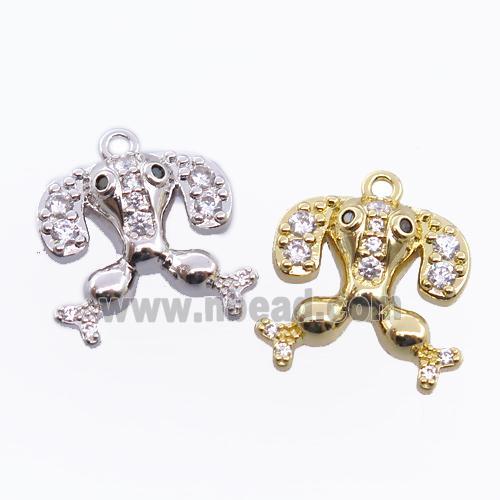 copper dog pendant pave zircon, mixed