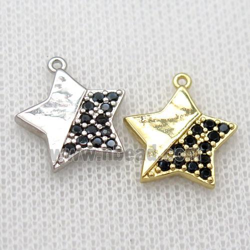 copper star pendant pave zircon, mixed