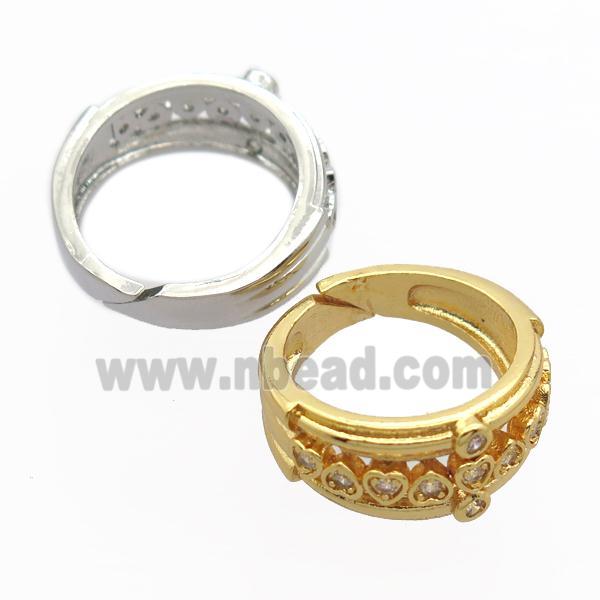 copper Rings pave zircon, mixed