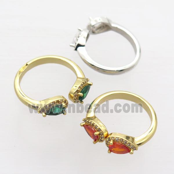 copper Rings pave zircon, mixed