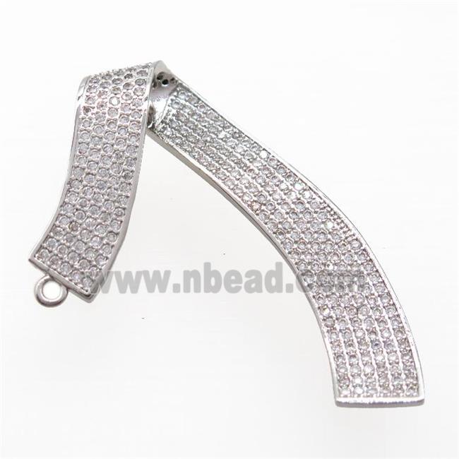 copper riband pendant pave zircon, platinum plated