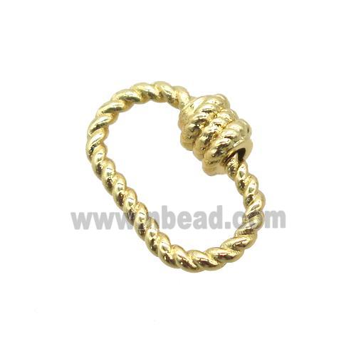 copper carabiner lock pendant, gold plated