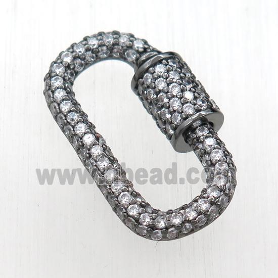 copper carabiner lock pendant paved zircon, black plated