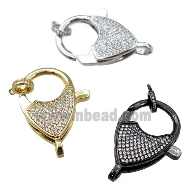 copper Carabiner Clasp paved zircon, mixed