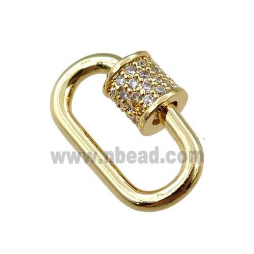 copper Carabiner Clasp paved zircon, gold plated