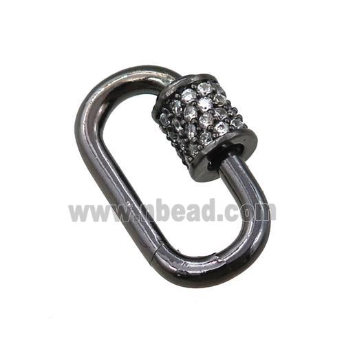 copper Carabiner Clasp paved zircon, black plated