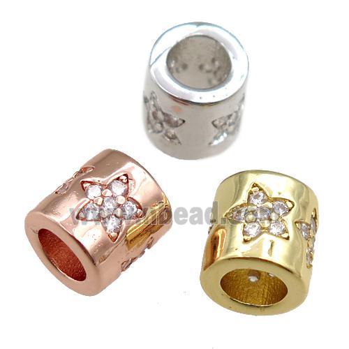 copper column beads pave zircon, star, mixed